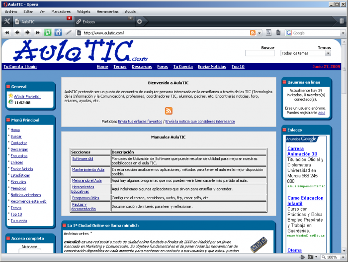 Sitio web AulaTIC