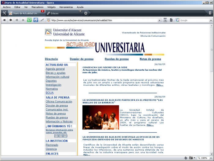 Sitio web Diario de Actualidad Universitaria